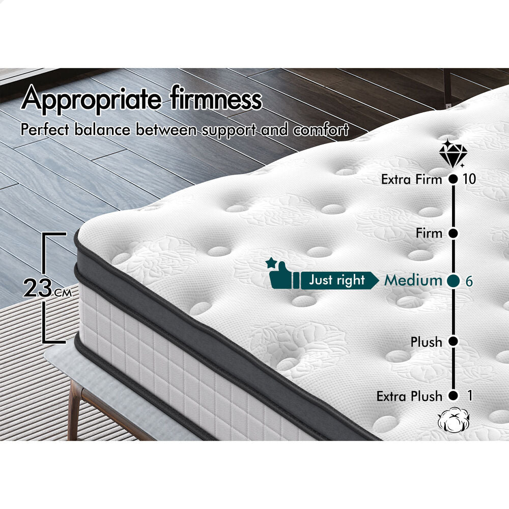 ALFORDSON Mattress 23CM Single Bed Euro Top Spring Foam Bedding Medium Firm