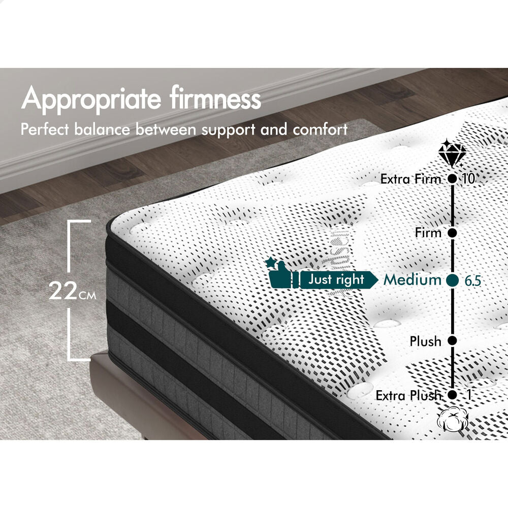 ALFORDSON Mattress Euro Top Double Bed Bonnell Spring Medium Firm Memory Foam