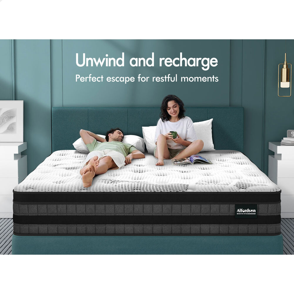 ALFORDSON Mattress King Single Euro Top 22CM Bonnell Spring Medium Firm Bed