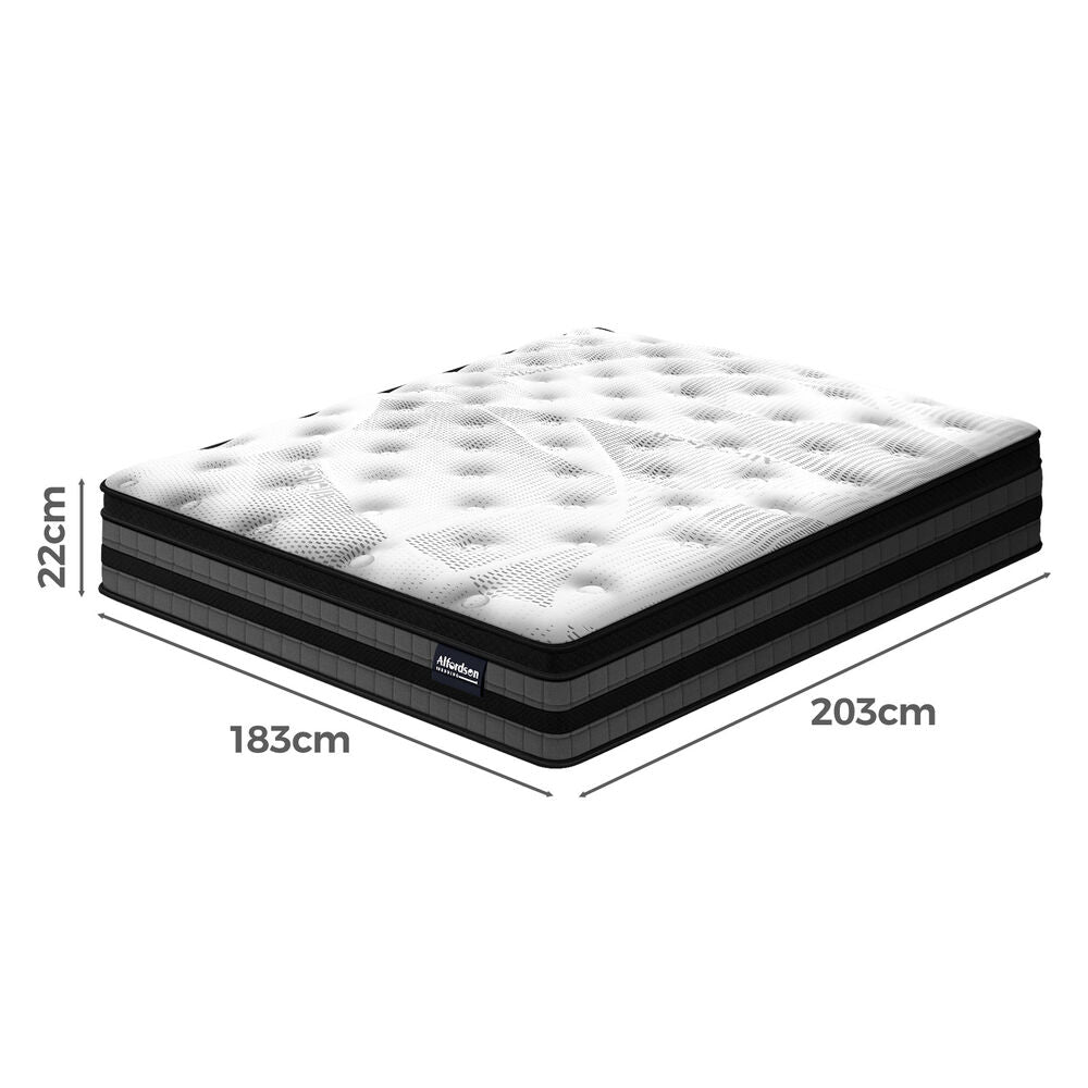 ALFORDSON Mattress King Euro Top Bonnell Spring Memory Foam 22cm Medium Firm