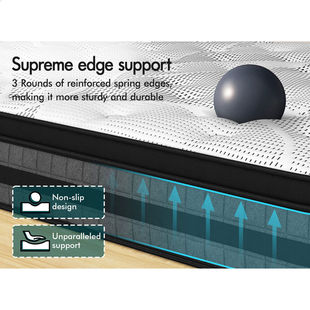 ALFORDSON Mattress Queen Bonnell Spring Euro Top Medium Firm Memory Foam 22cm