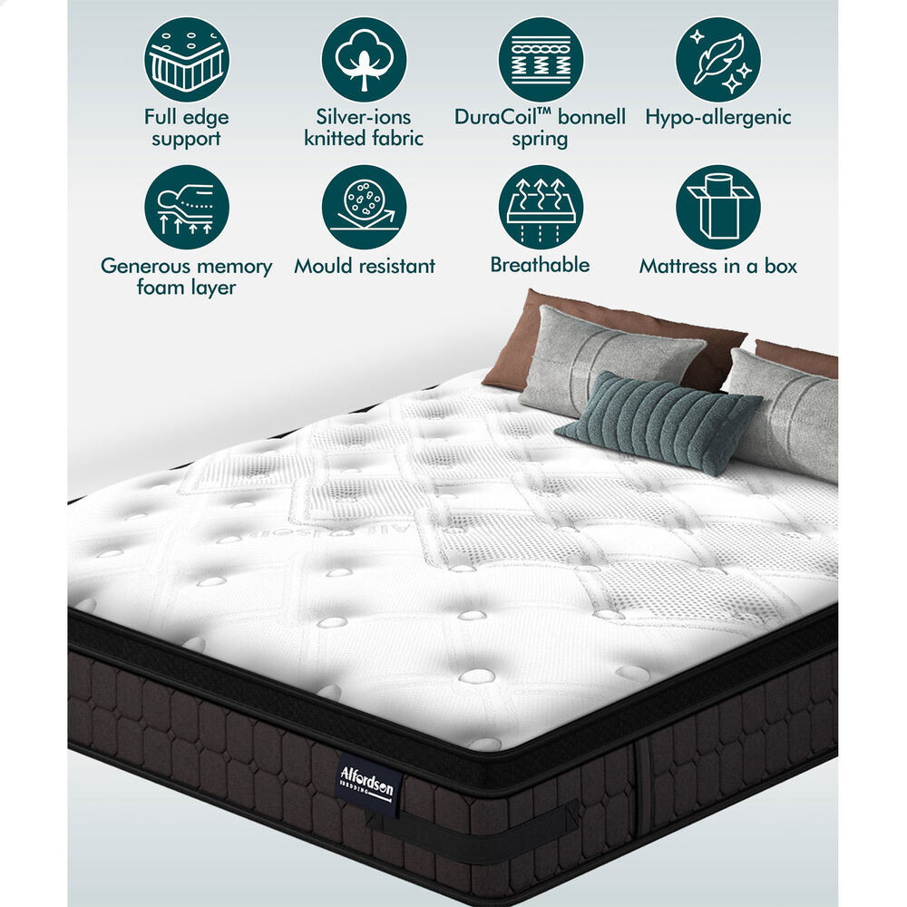 ALFORDSON Mattress King Single 26cm Bed Spring Double-Sided Euro Top Medium Firm