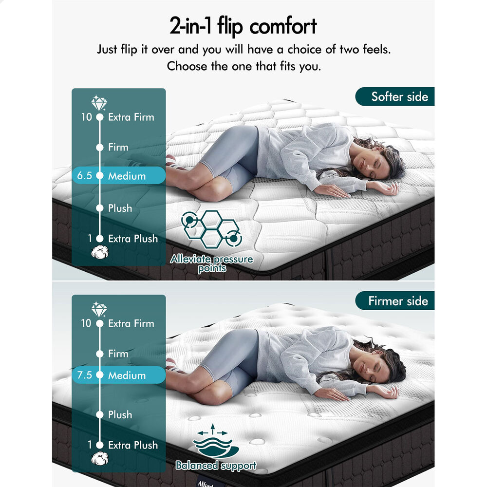 ALFORDSON Mattress King Single 26cm Bed Spring Double-Sided Euro Top Medium Firm