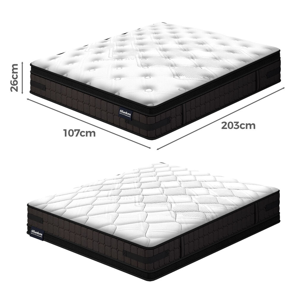 ALFORDSON Mattress King Single 26cm Bed Spring Double-Sided Euro Top Medium Firm