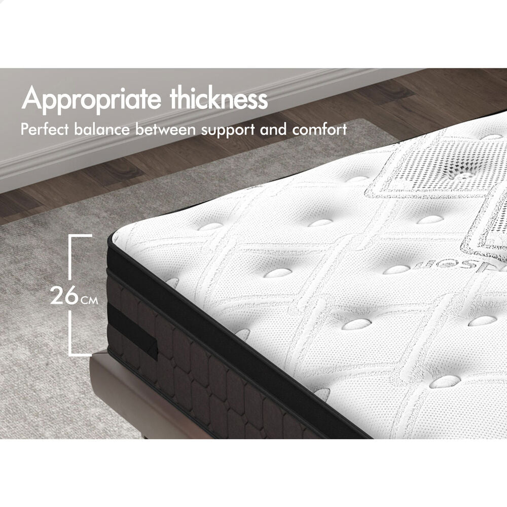 ALFORDSON Mattress Single 26cm Bed Bonnell Spring Double-Sided Euro Top Firm