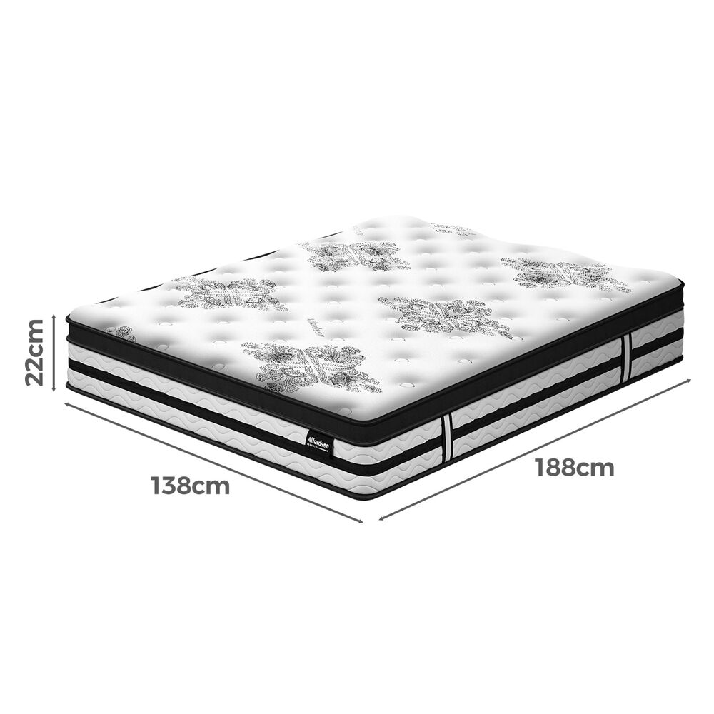 ALFORDSON Mattress Double Bed EuroTop 22CM Bonell Spring Memory Foam Medium Firm