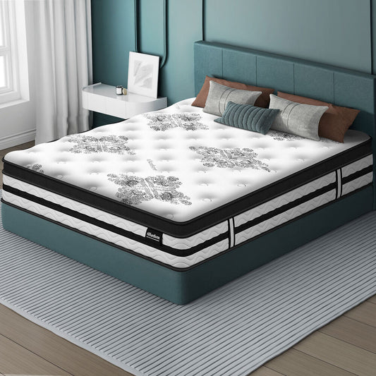 ALFORDSON Mattress Queen Bed 22CM Euro Top Bonell Spring Medium Firm Foam