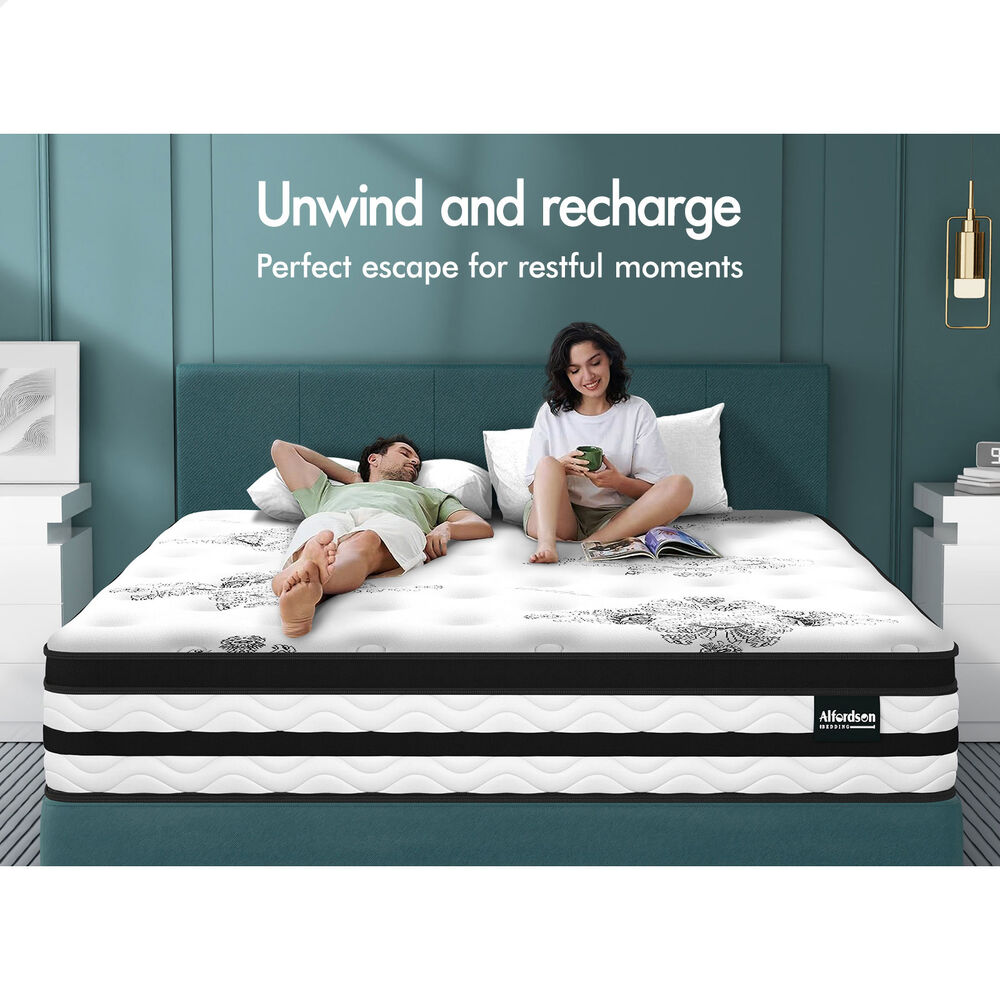 ALFORDSON Mattress Queen Bed 22CM Euro Top Bonell Spring Medium Firm Foam