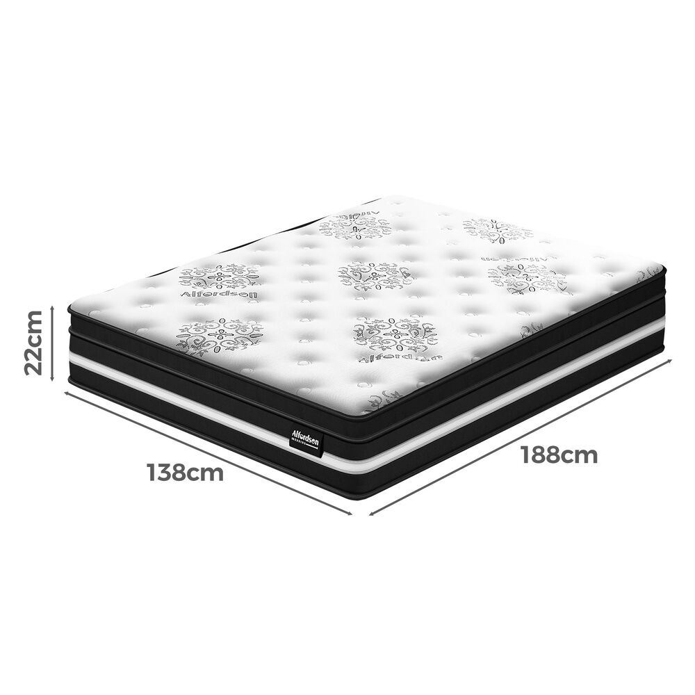 ALFORDSON Mattress Double Bed Euro Top 22CM Bonnell Spring Firm Memory Foam