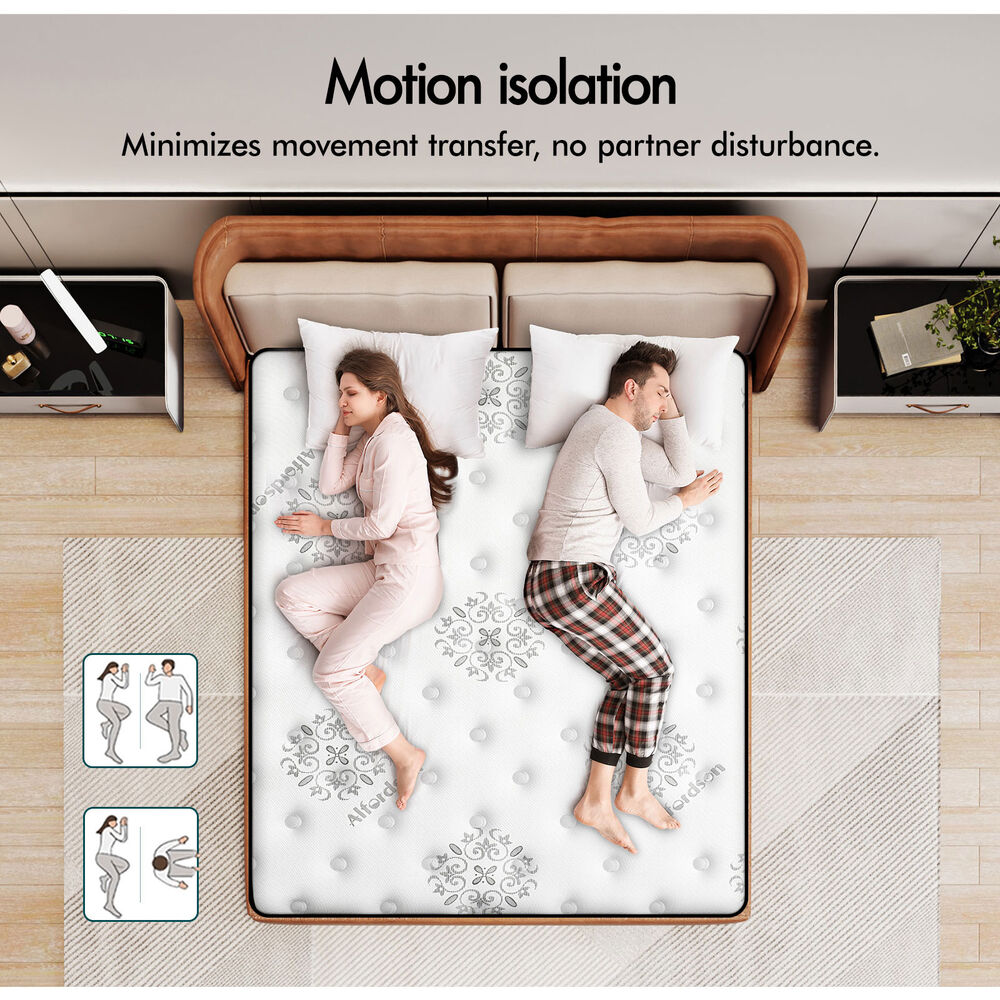 ALFORDSON Mattress Queen Euro Top 22CM Bed Bonnell Spring Foam Medium Firm