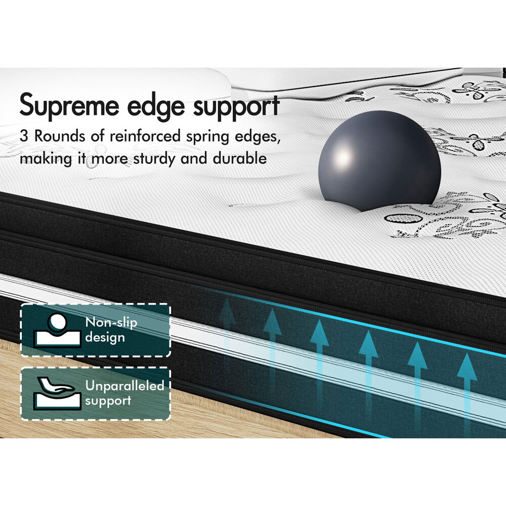 ALFORDSON Mattress Queen Euro Top 22CM Bed Bonnell Spring Foam Medium Firm