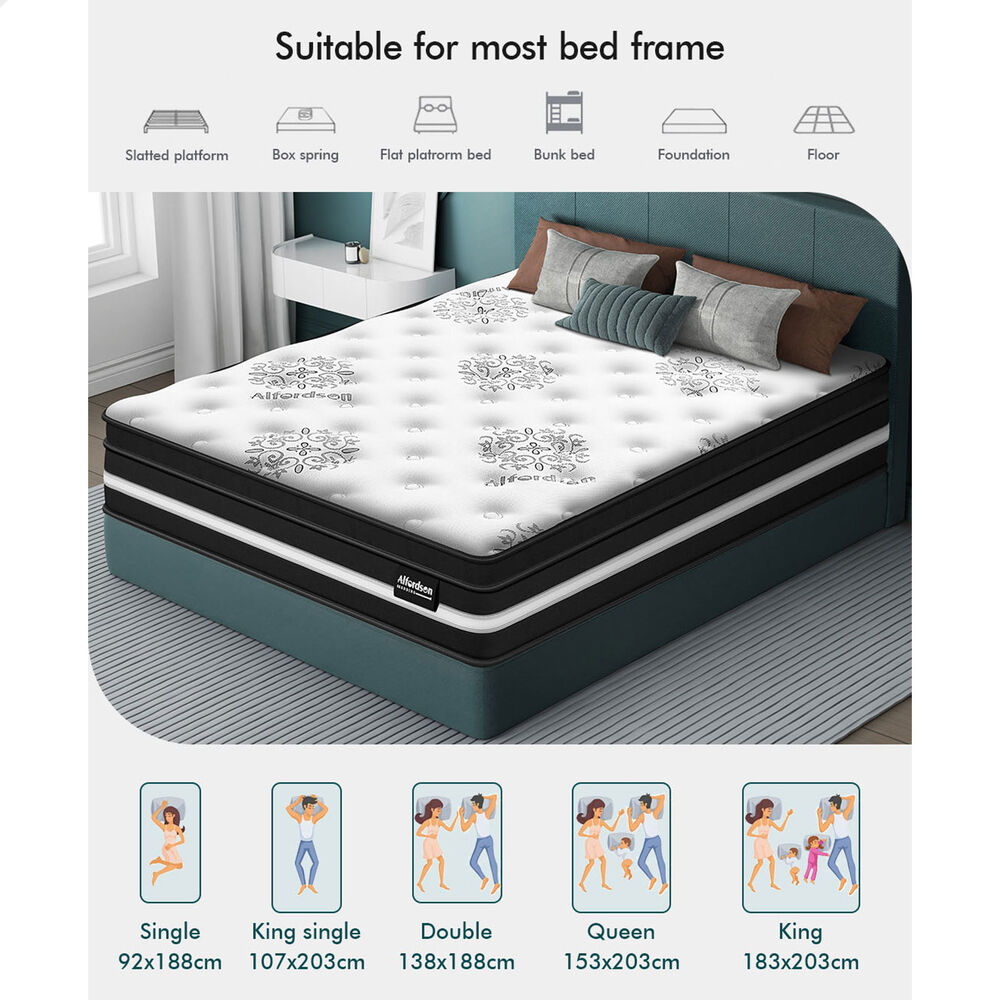 ALFORDSON Mattress 22CM Single Bed  Euro Top Bonnell Spring Foam Medium Firm