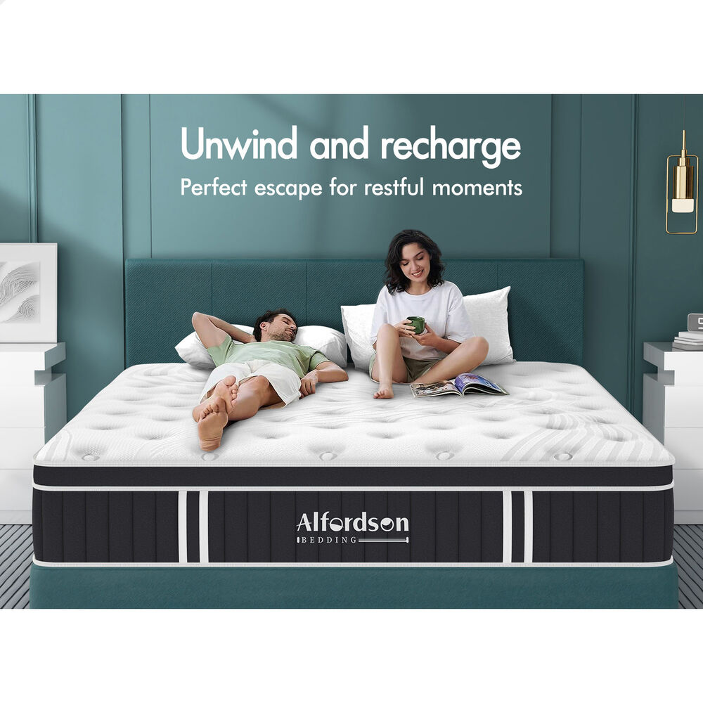 ALFORDSON Mattress Single Bed Euro Top Spring Foam Bedding 22CM Medium Firm