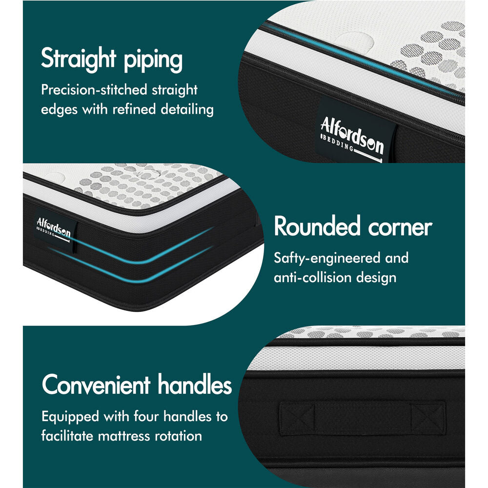 ALFORDSON Mattress King Single Bed 18CM Euro Top Bonnell Spring Foam Medium Firm