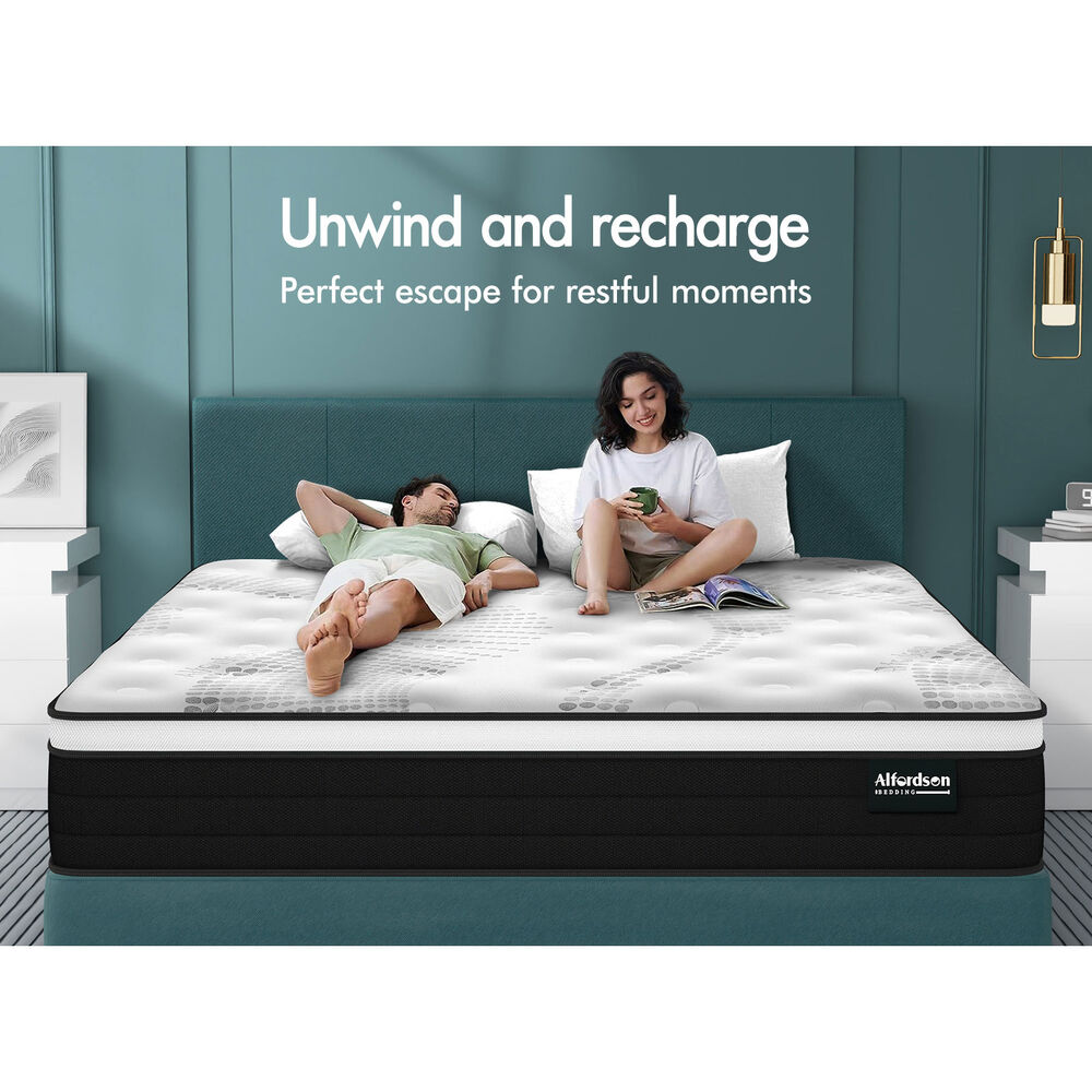 ALFORDSON Mattress Queen 18CM Euro Top Bonnell Spring Bed Memory Foam Firm