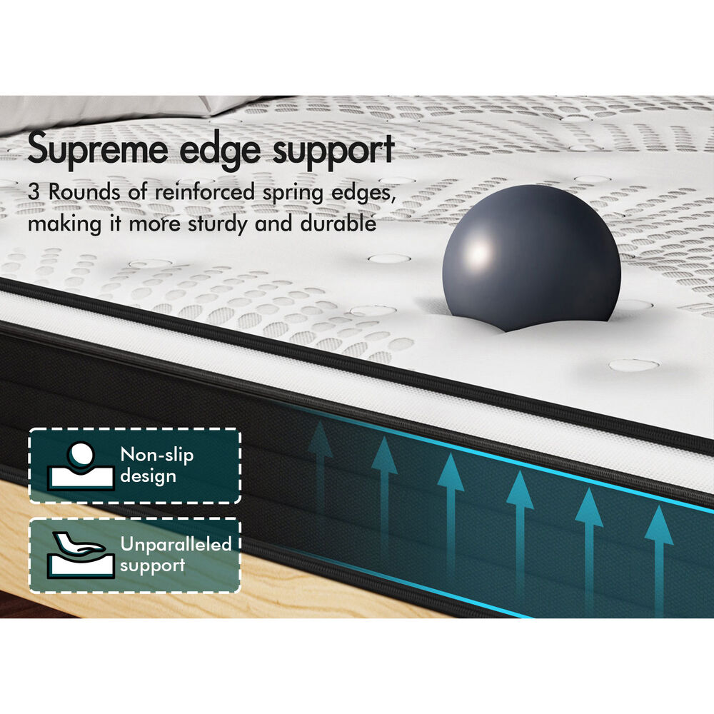 ALFORDSON Mattress Queen 18CM Euro Top Bonnell Spring Bed Memory Foam Firm