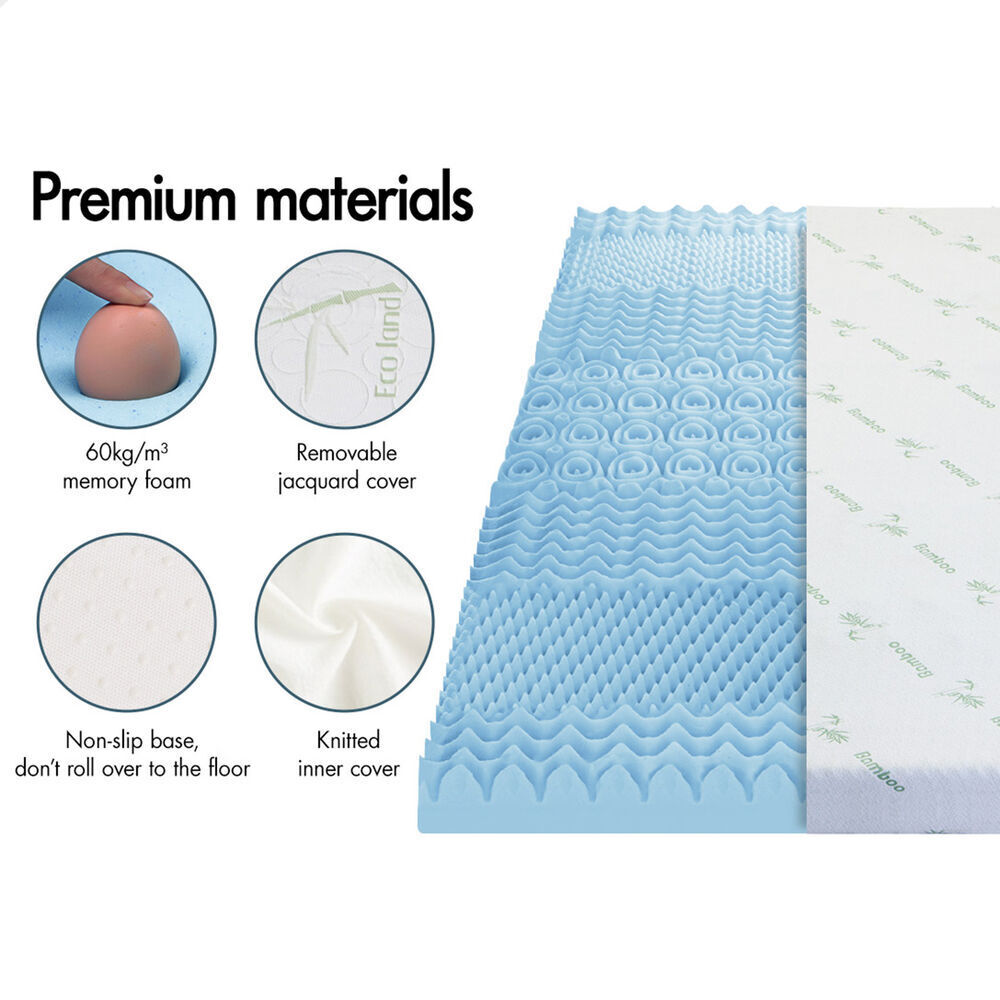 STARRY EUCALYPT Memory Foam Mattress Topper 7-Zone Cool Gel Bamboo 10cm King