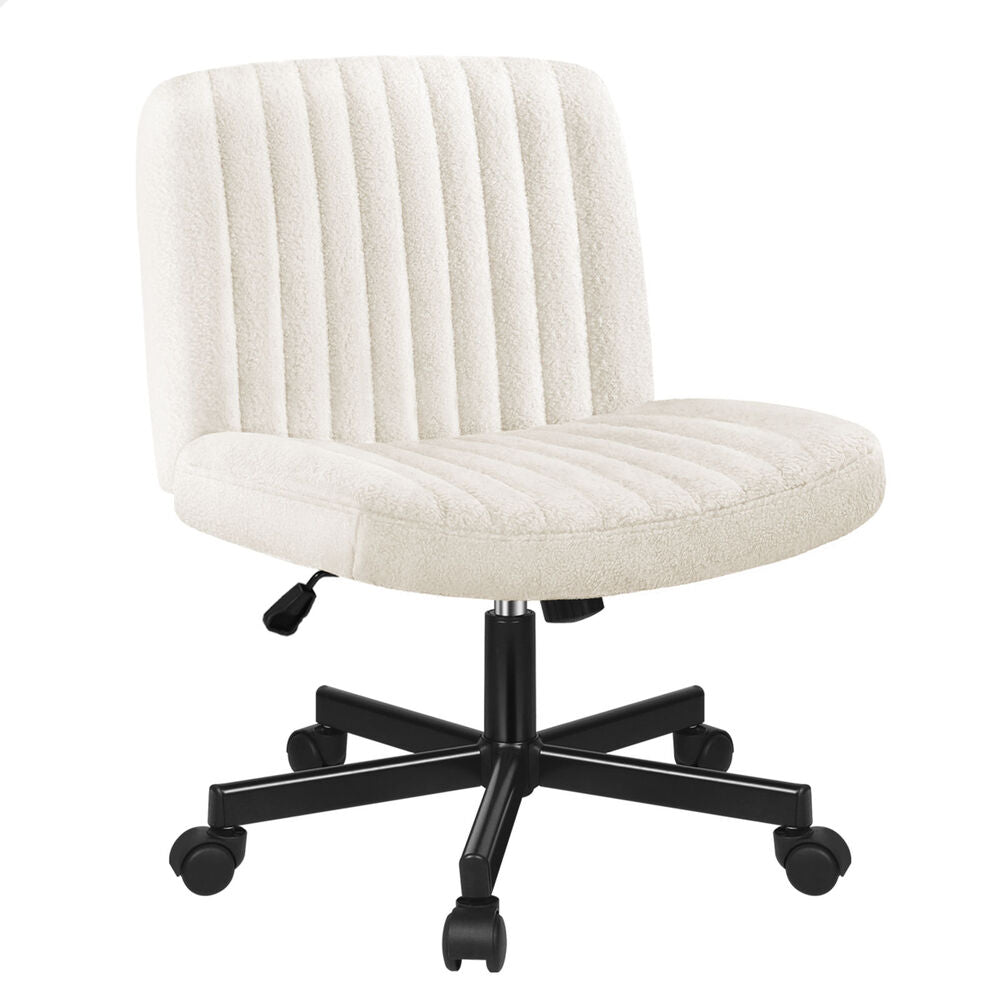 ALFORDSON Office Desk Chair Computer Armless Wide Seat Mid Back Boucle White
