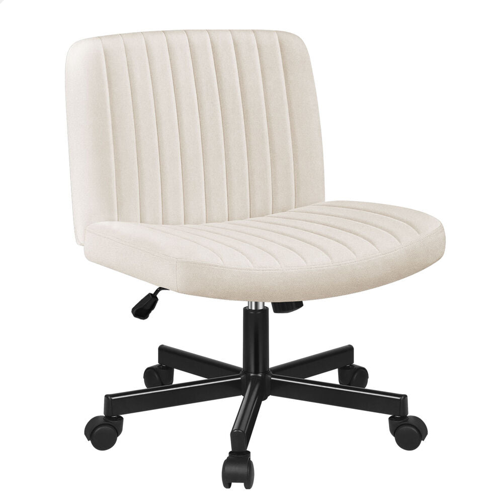 ALFORDSON Office Desk Chair Computer Armless Wide Seat Mid Back Fabric Beige