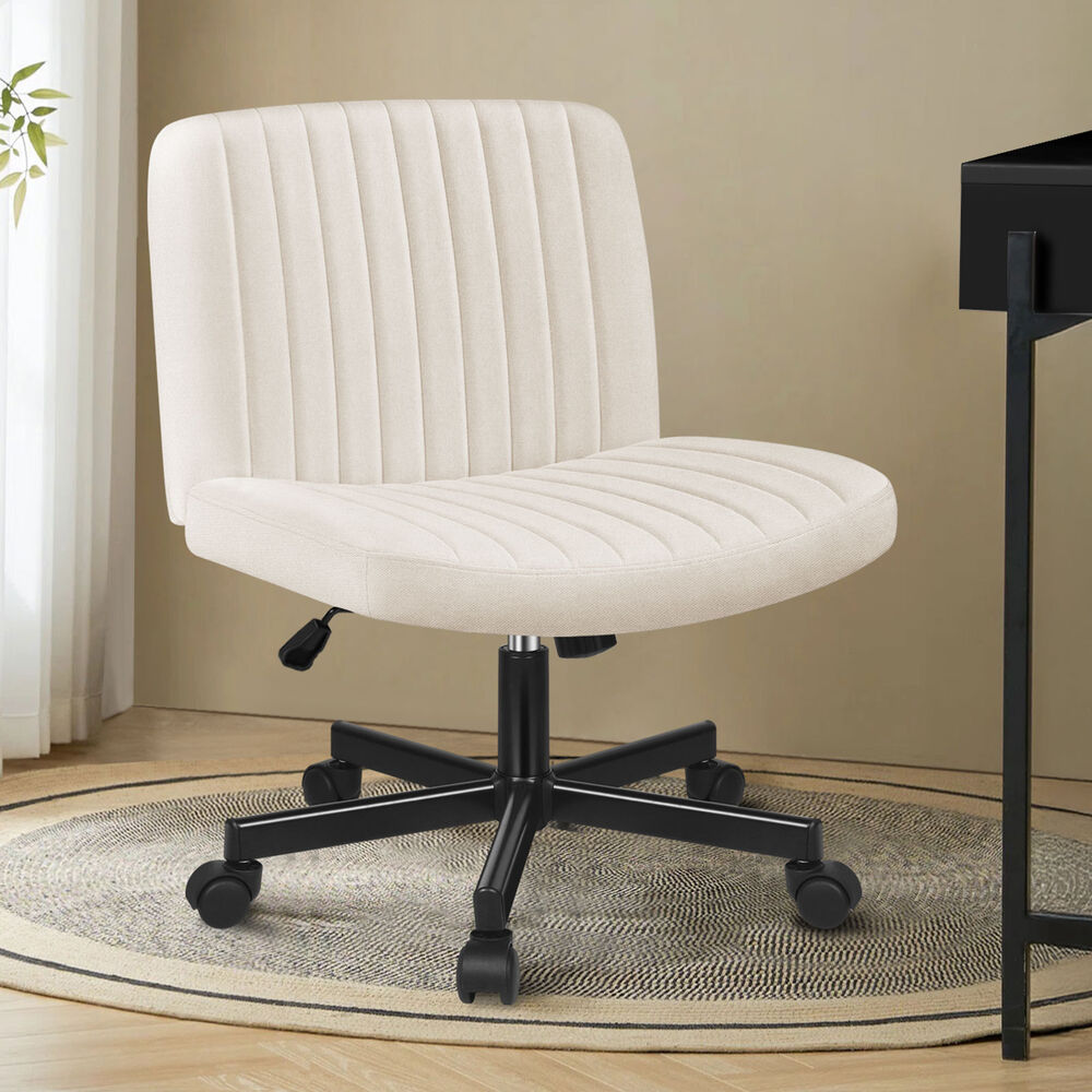 ALFORDSON Office Desk Chair Computer Armless Wide Seat Mid Back Fabric Beige