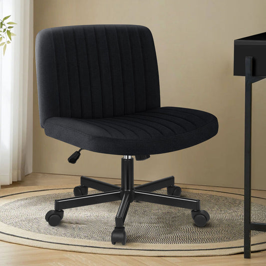ALFORDSON Office Desk Chair Computer Armless Wide Seat Mid Back Fabric Black