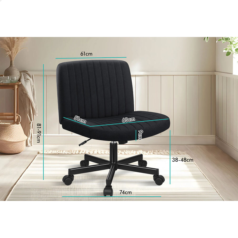 ALFORDSON Office Desk Chair Computer Armless Wide Seat Mid Back Fabric Black