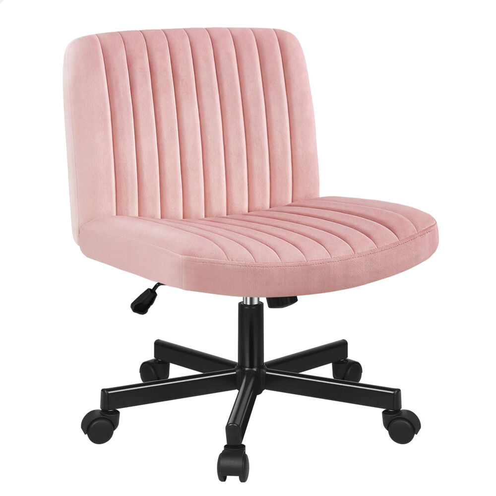 ALFORDSON Office Desk Chair Computer Armless Wide Seat Mid Back Velvet Pink