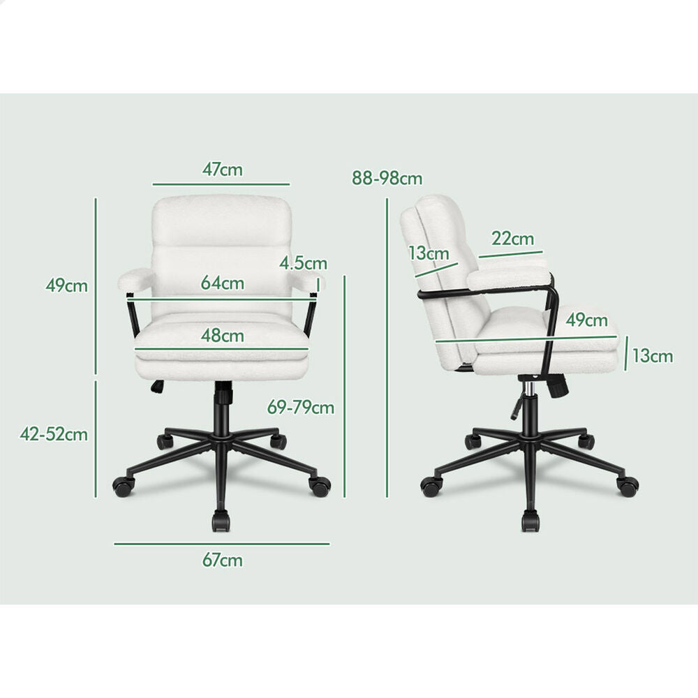 ALFORDSON Office Chair Ergonomic Executive Computer Work Seat Boucle White