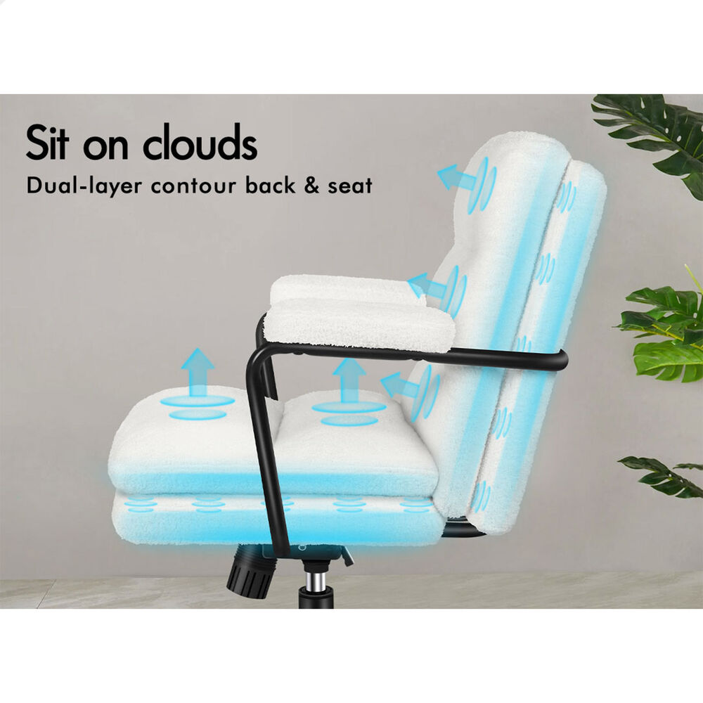 ALFORDSON Office Chair Ergonomic Executive Computer Work Seat Boucle White