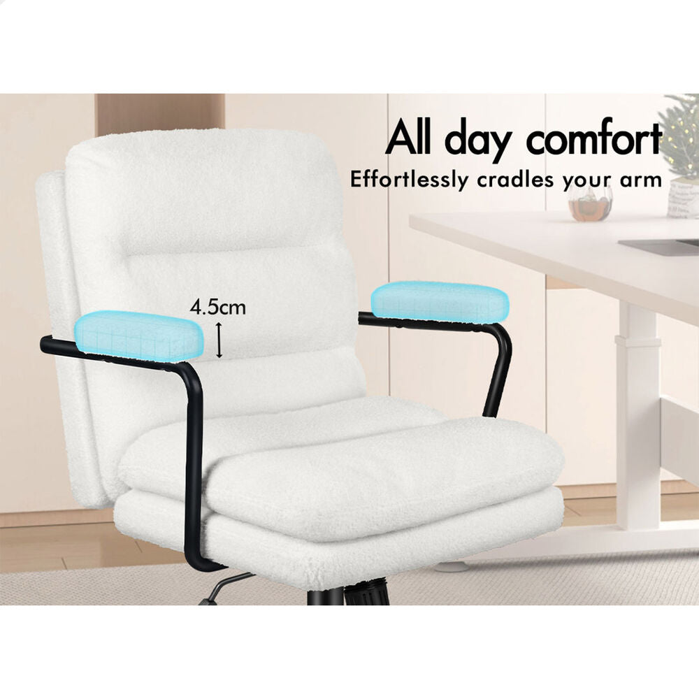 ALFORDSON Office Chair Ergonomic Executive Computer Work Seat Boucle White
