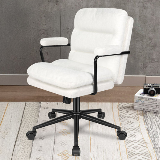 ALFORDSON Office Chair Ergonomic Executive Computer Work Seat Boucle White