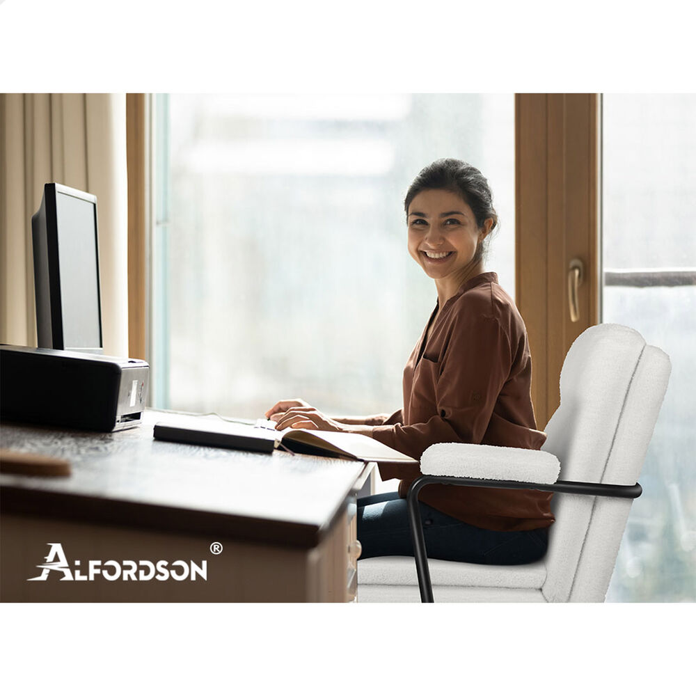 ALFORDSON Office Chair Ergonomic Executive Computer Work Seat Boucle White