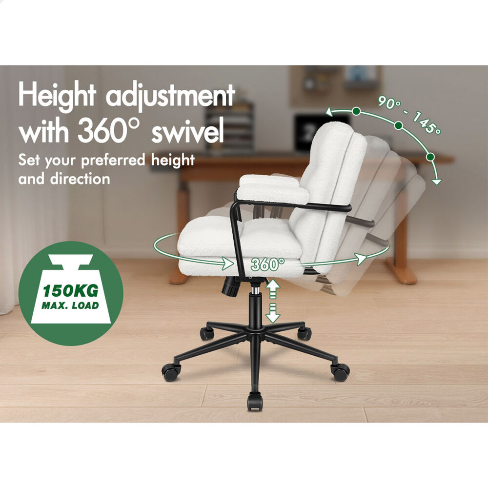 ALFORDSON Office Chair Ergonomic Executive Computer Work Seat Boucle White