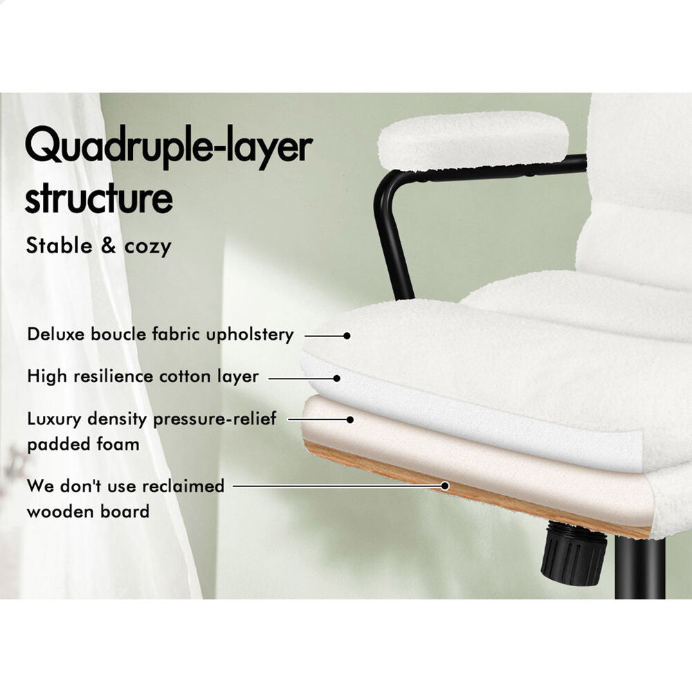 ALFORDSON Office Chair Ergonomic Executive Computer Work Seat Boucle White