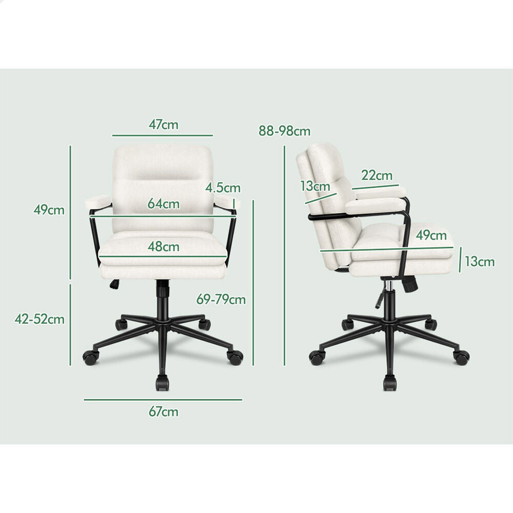 ALFORDSON Office Chair Ergonomic Executive Computer Work Seat Chenille Beige