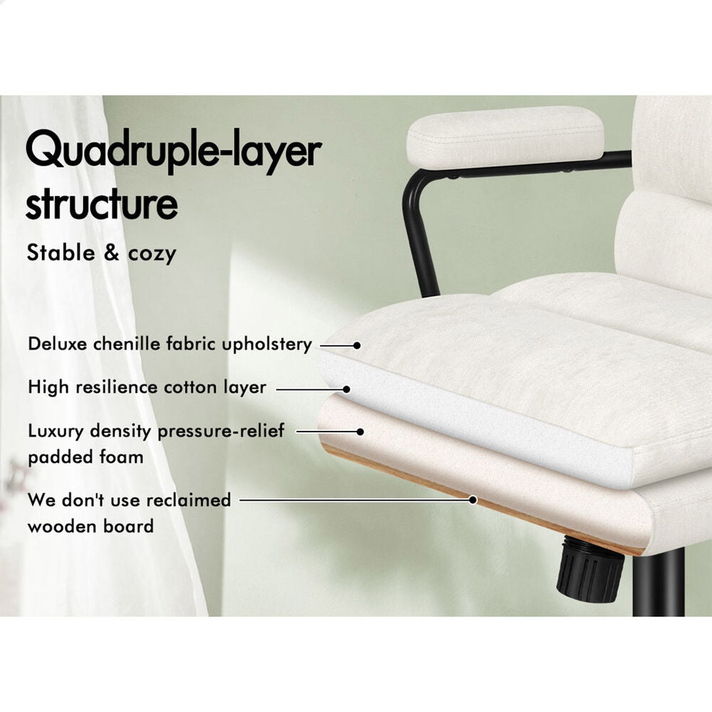 ALFORDSON Office Chair Ergonomic Executive Computer Work Seat Chenille Beige