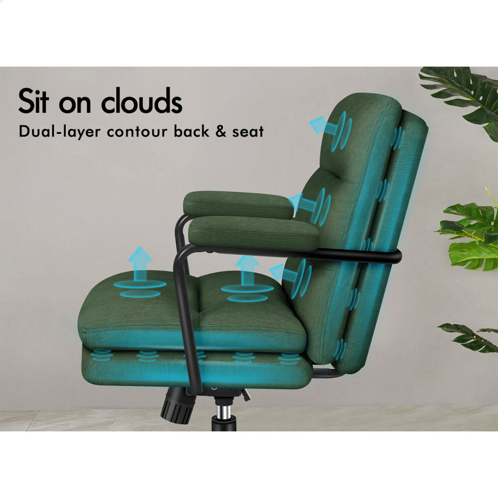 ALFORDSON Office Chair Ergonomic Executive Computer Work Seat Chenille Green