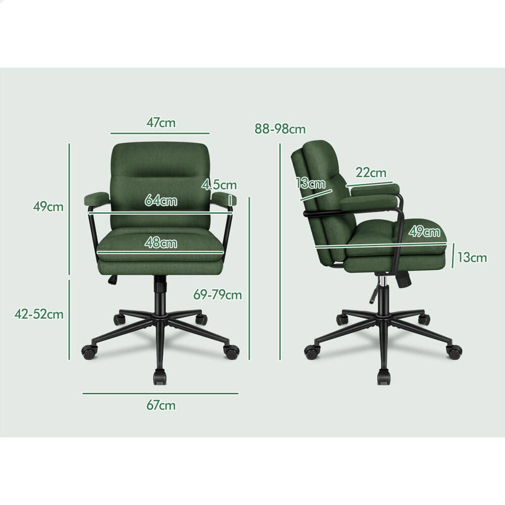 ALFORDSON Office Chair Ergonomic Executive Computer Work Seat Chenille Green