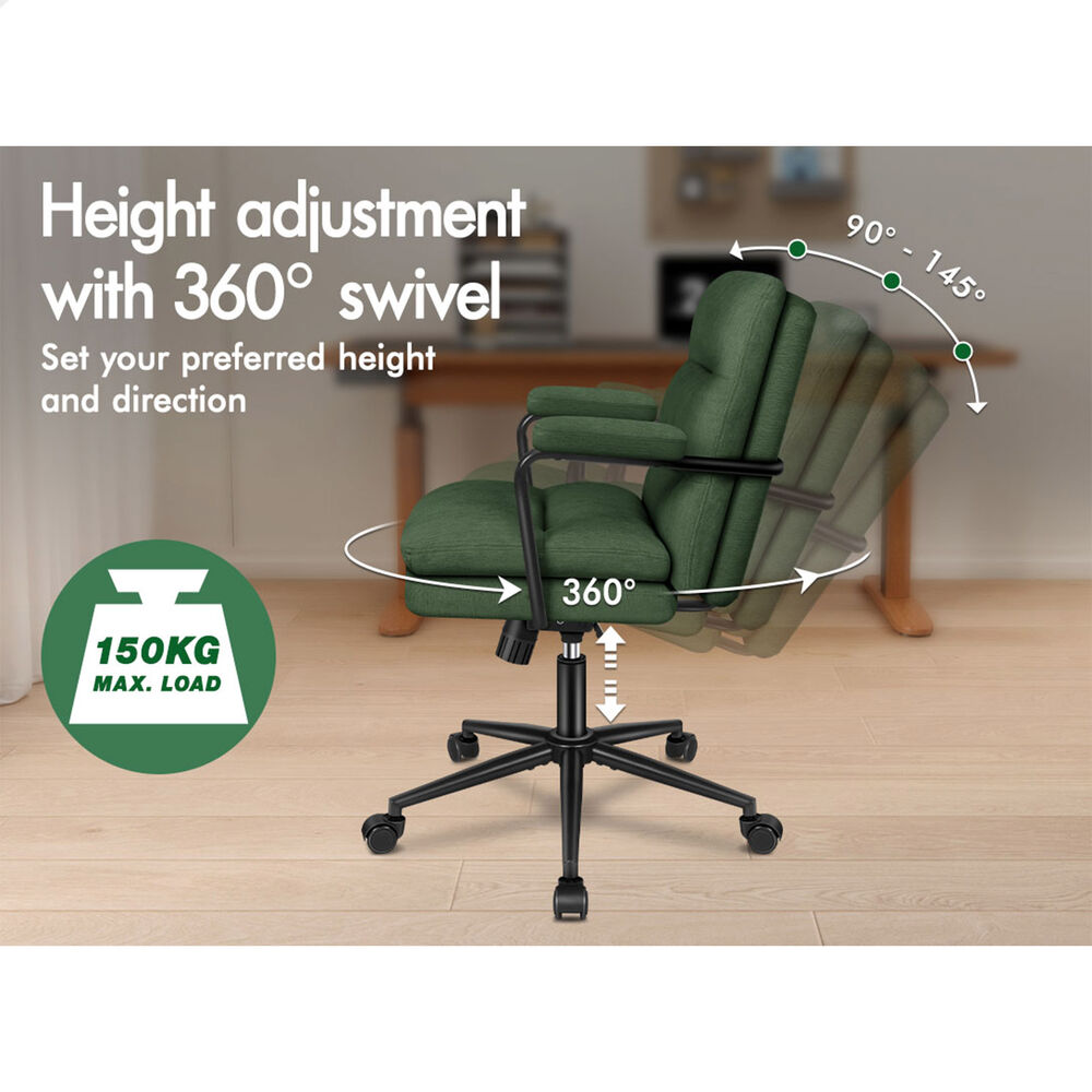 ALFORDSON Office Chair Ergonomic Executive Computer Work Seat Chenille Green