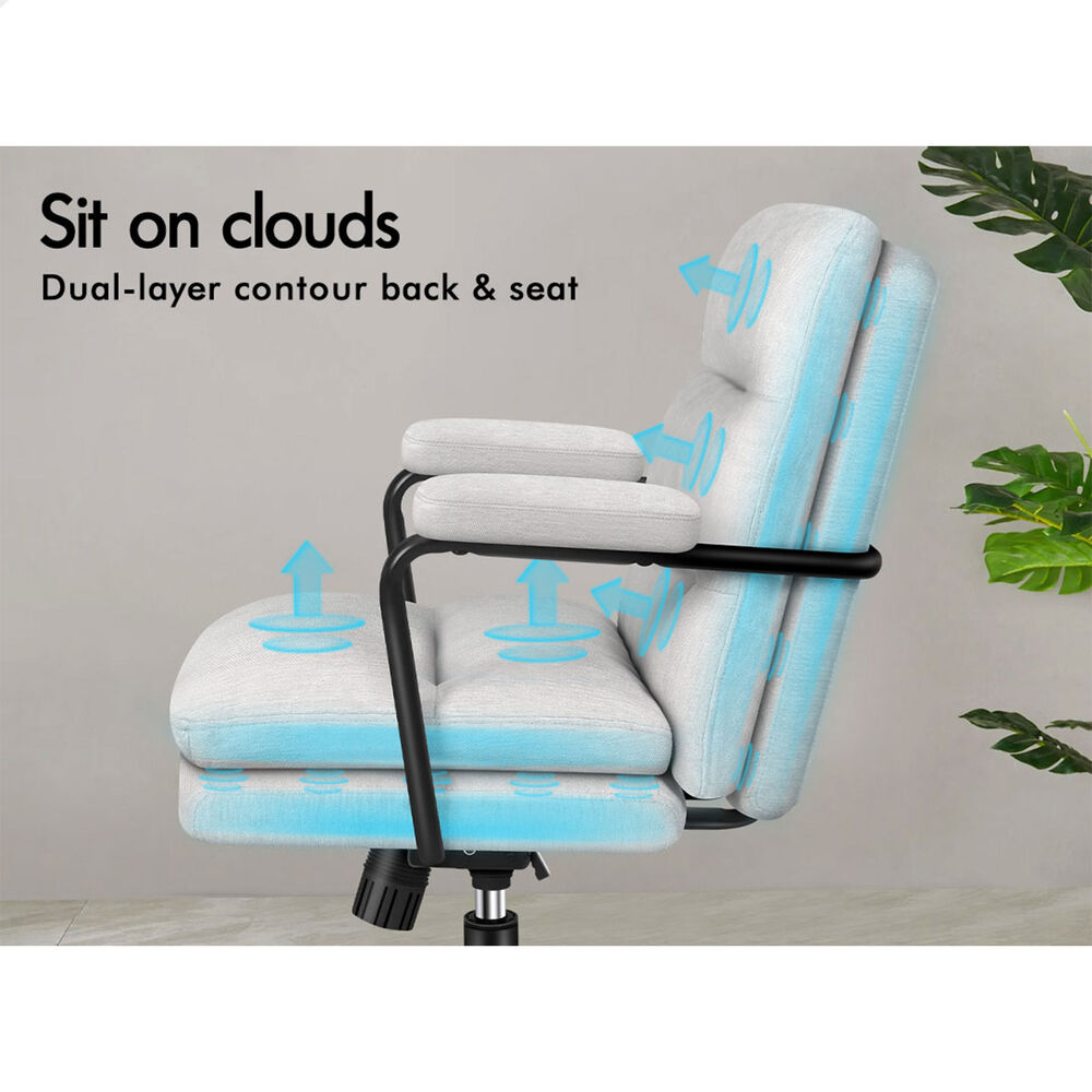 ALFORDSON Office Chair Ergonomic Executive Computer Work Seat Chenille Grey