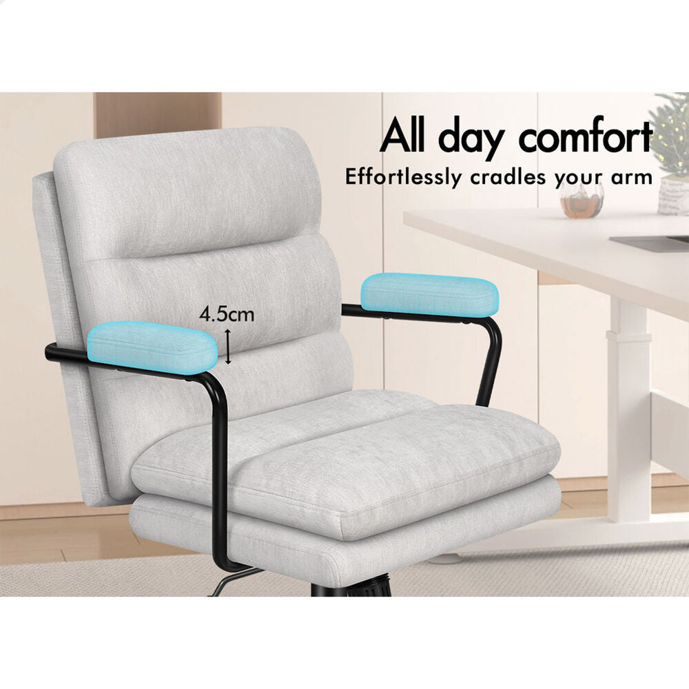 ALFORDSON Office Chair Ergonomic Executive Computer Work Seat Chenille Grey