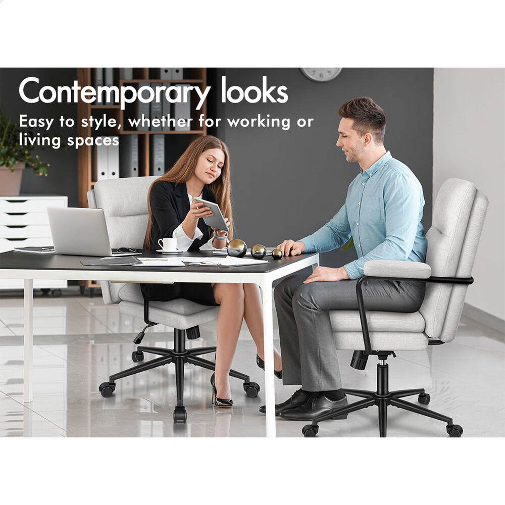 ALFORDSON Office Chair Ergonomic Executive Computer Work Seat Chenille Grey