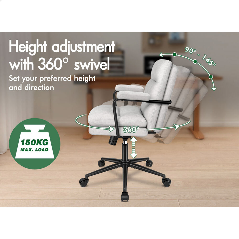 ALFORDSON Office Chair Ergonomic Executive Computer Work Seat Chenille Grey
