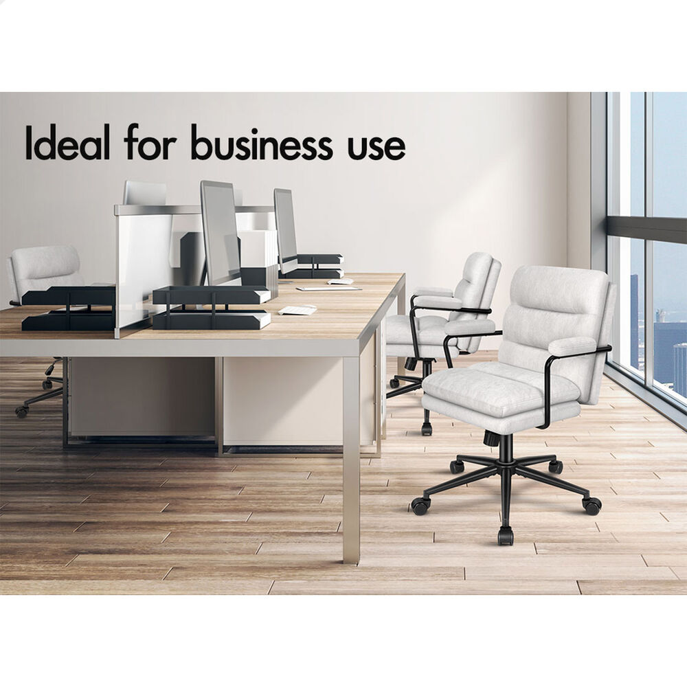 ALFORDSON Office Chair Ergonomic Executive Computer Work Seat Chenille Grey