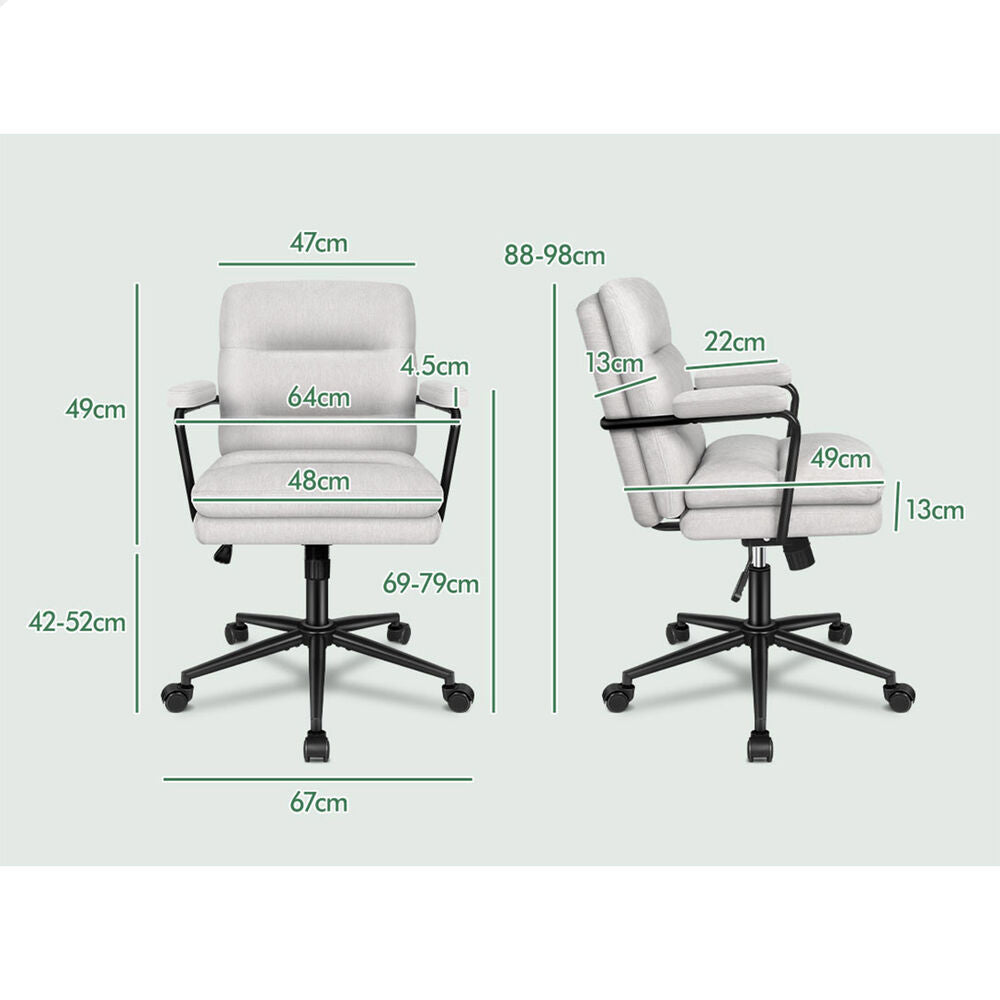 ALFORDSON Office Chair Ergonomic Executive Computer Work Seat Chenille Grey