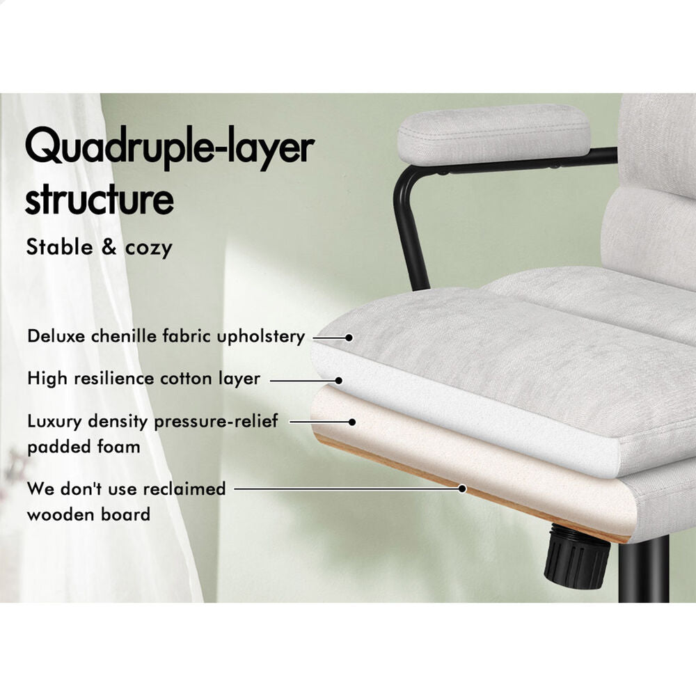 ALFORDSON Office Chair Ergonomic Executive Computer Work Seat Chenille Grey