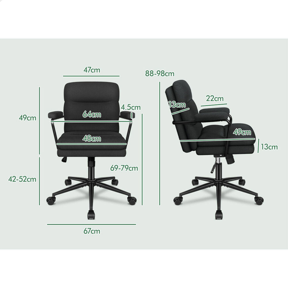 ALFORDSON Office Chair Ergonomic Executive Computer Work Seat Fabric Black