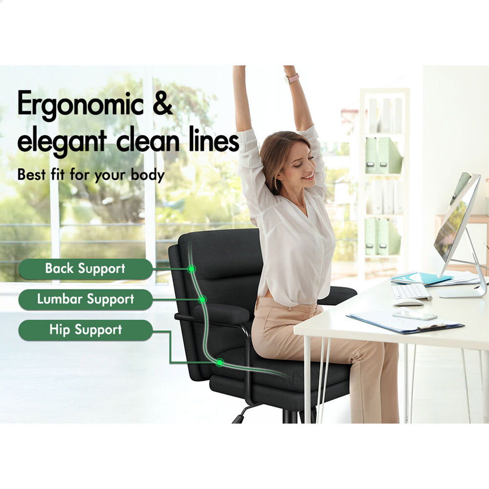 ALFORDSON Office Chair Ergonomic Executive Computer Work Seat Fabric Black