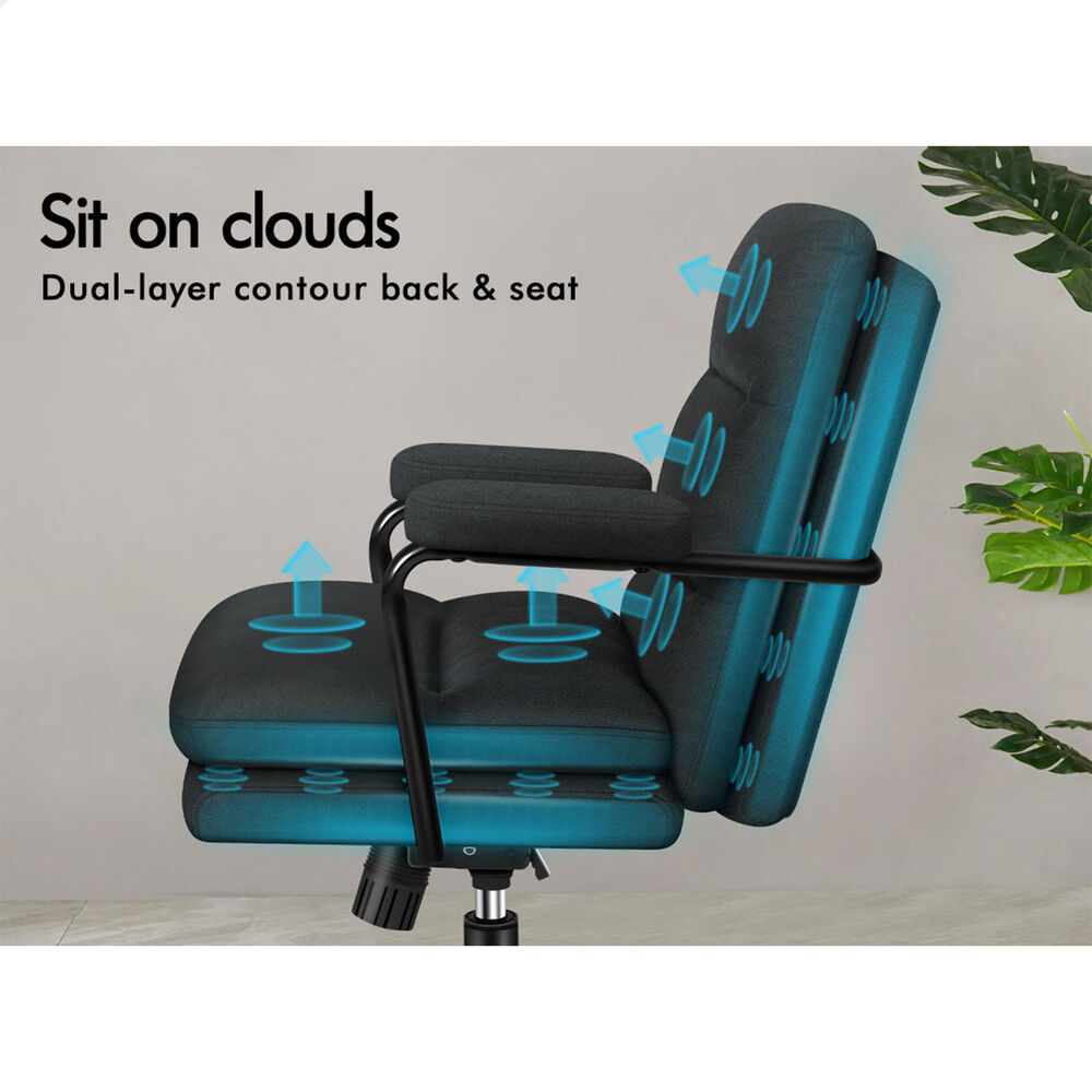 ALFORDSON Office Chair Ergonomic Executive Computer Work Seat Fabric Black