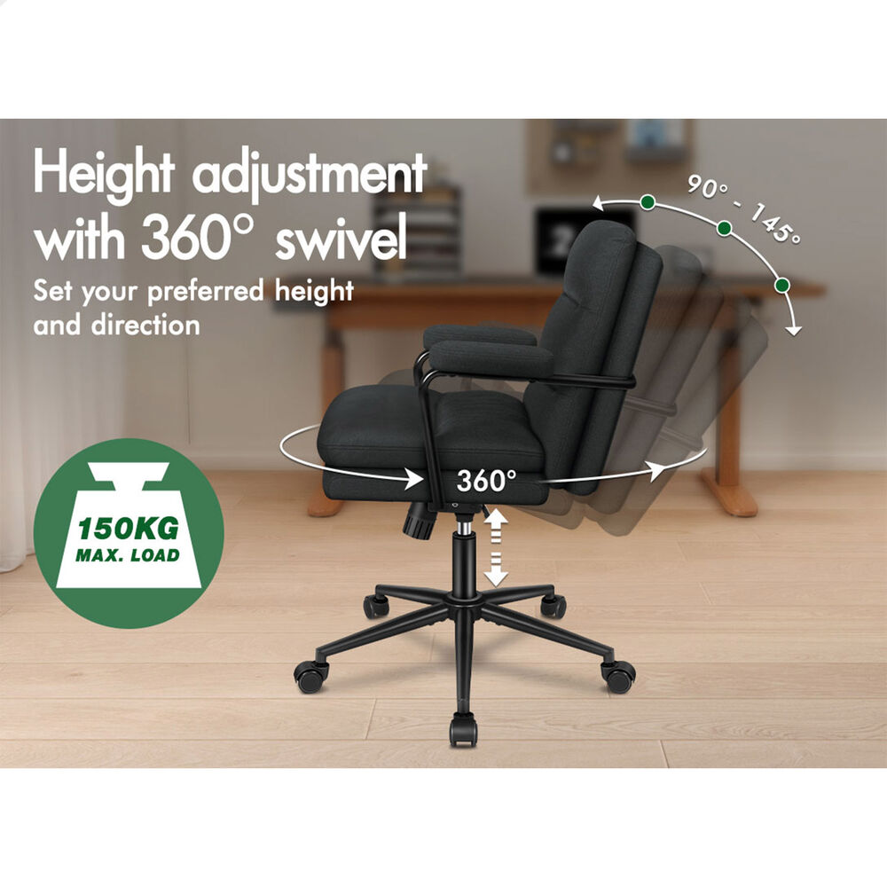 ALFORDSON Office Chair Ergonomic Executive Computer Work Seat Fabric Black